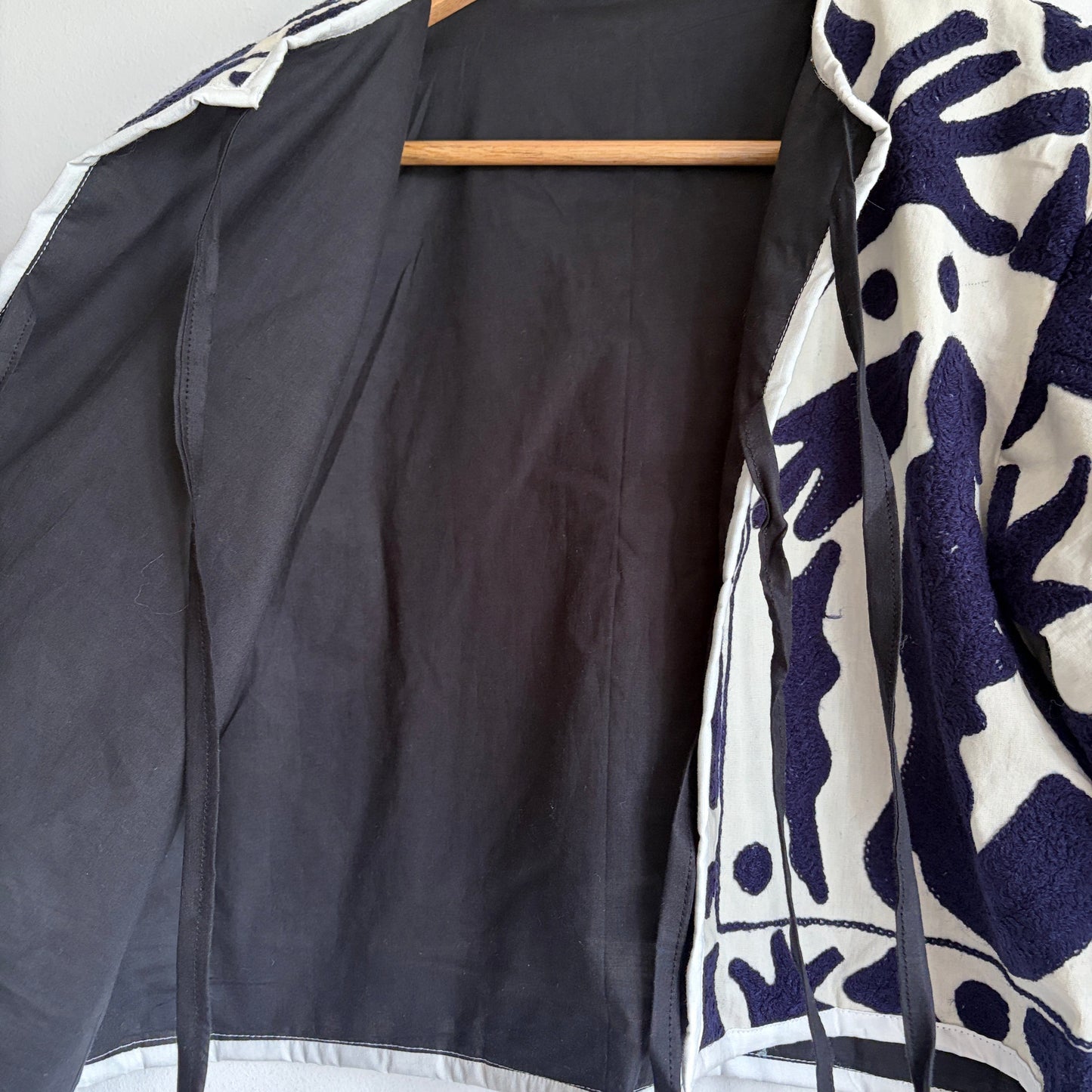 Ivory & Indigo Abstract Embroidered Cropped Jacket