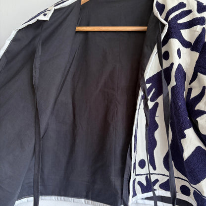 Ivory & Indigo Abstract Embroidered Cropped Jacket
