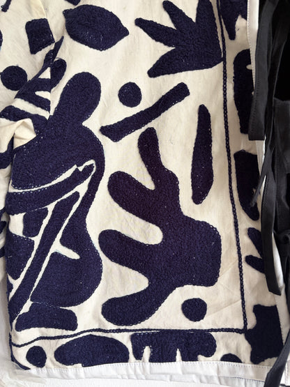 Ivory & Indigo Abstract Embroidered Cropped Jacket
