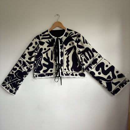 Ivory & Indigo Abstract Embroidered Cropped Jacket