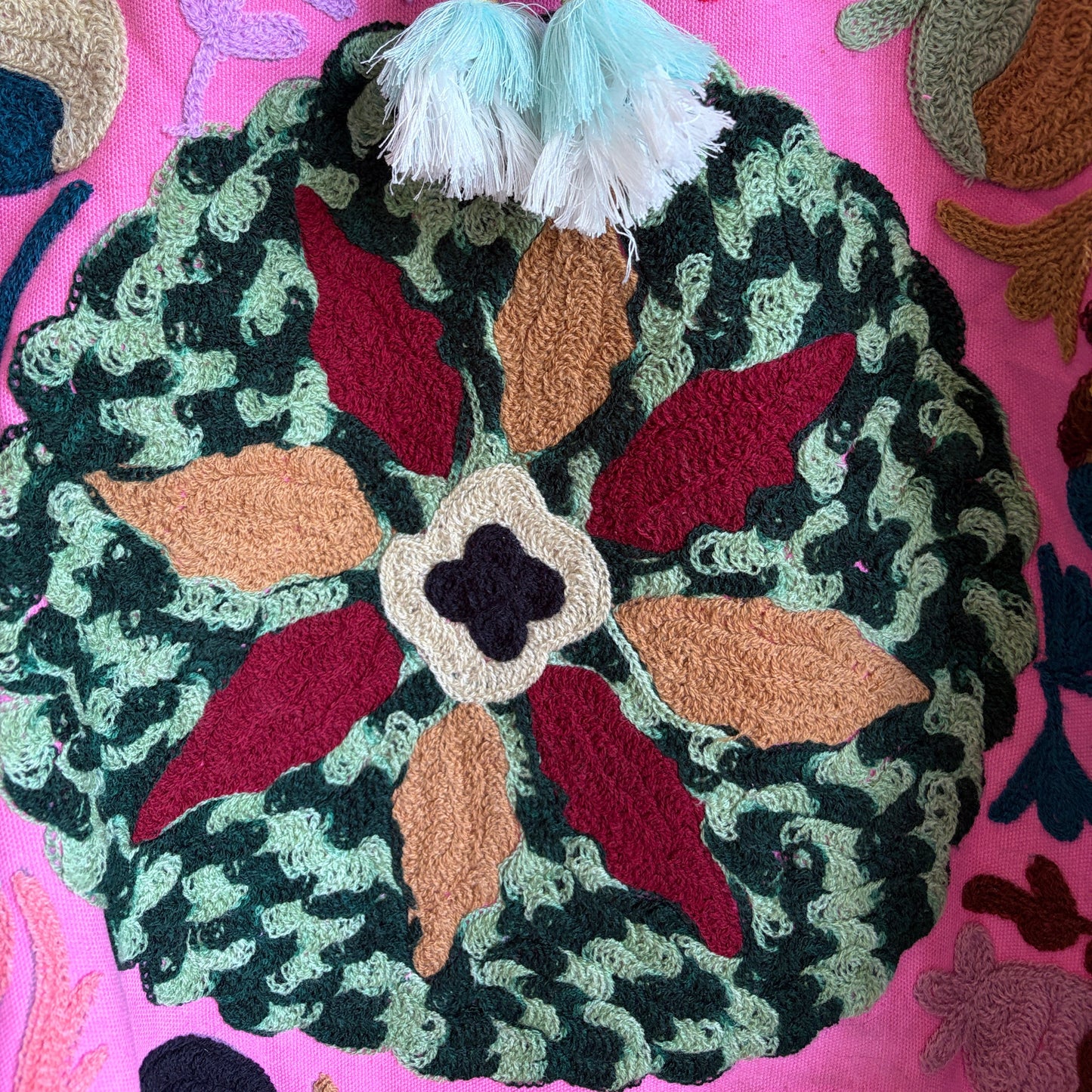 Pink Cotton Suzani Embroidery Hoodie