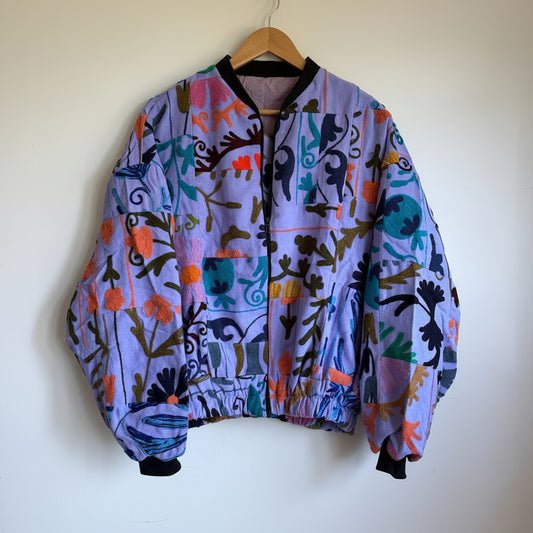 Patchwork hand embroidery Suzani Bomber jacket