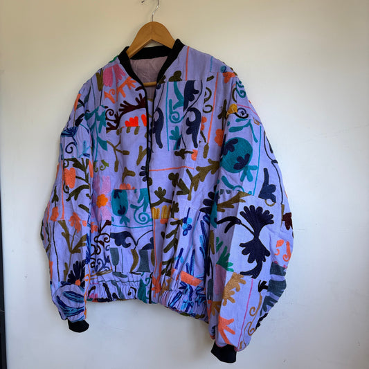 Patchwork hand embroidery Suzani Bomber jacket