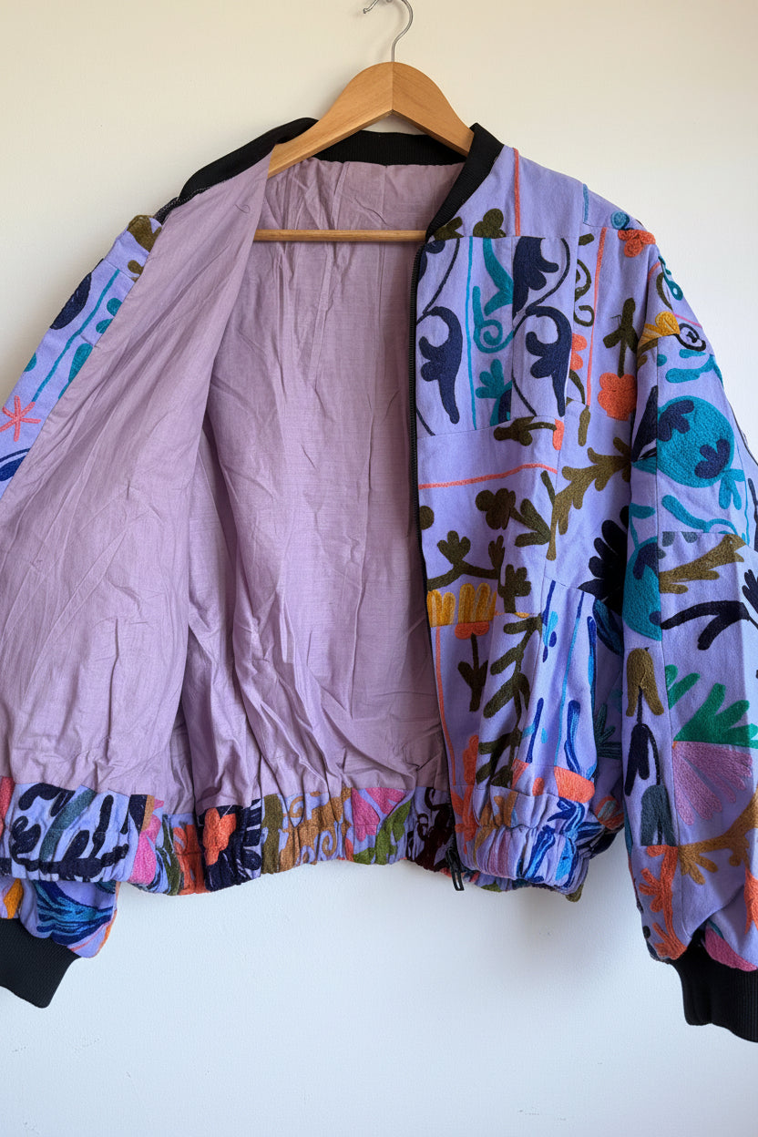 Patchwork hand embroidery Suzani Bomber jacket