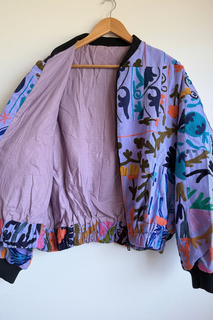 Patchwork hand embroidery Suzani Bomber jacket