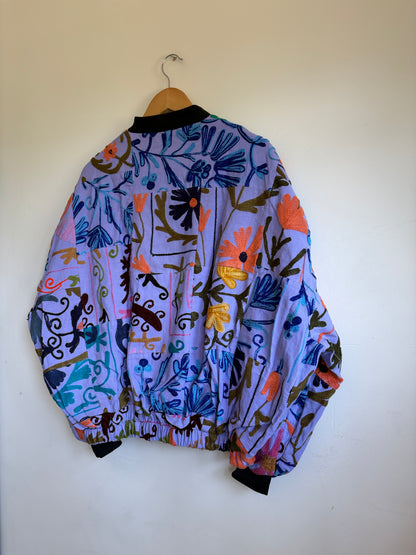 Patchwork hand embroidery Suzani Bomber jacket