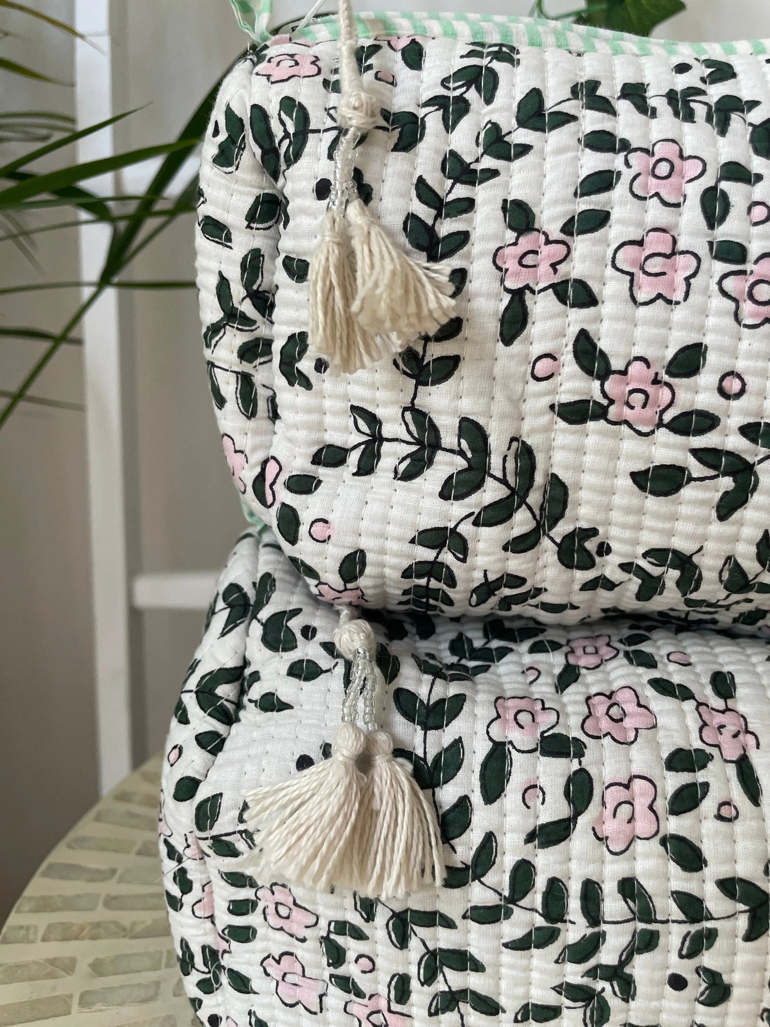 Cotton Hand Block Printed Quilted Wash Bags My Store