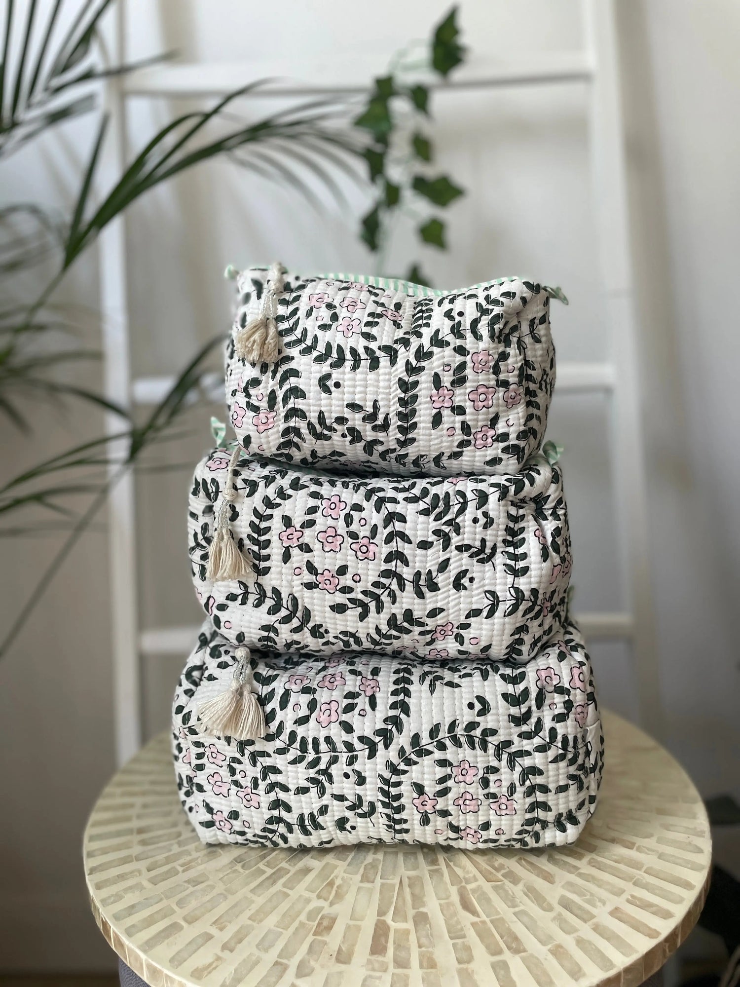 Cotton Hand Block Printed Quilted Wash Bags My Store