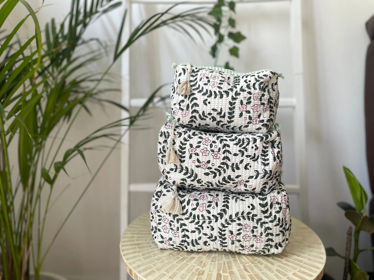 Cotton Hand Block Printed Quilted Wash Bags My Store