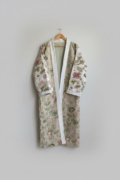 Block Print Hand stitched kantha Bath Robe dressing gown