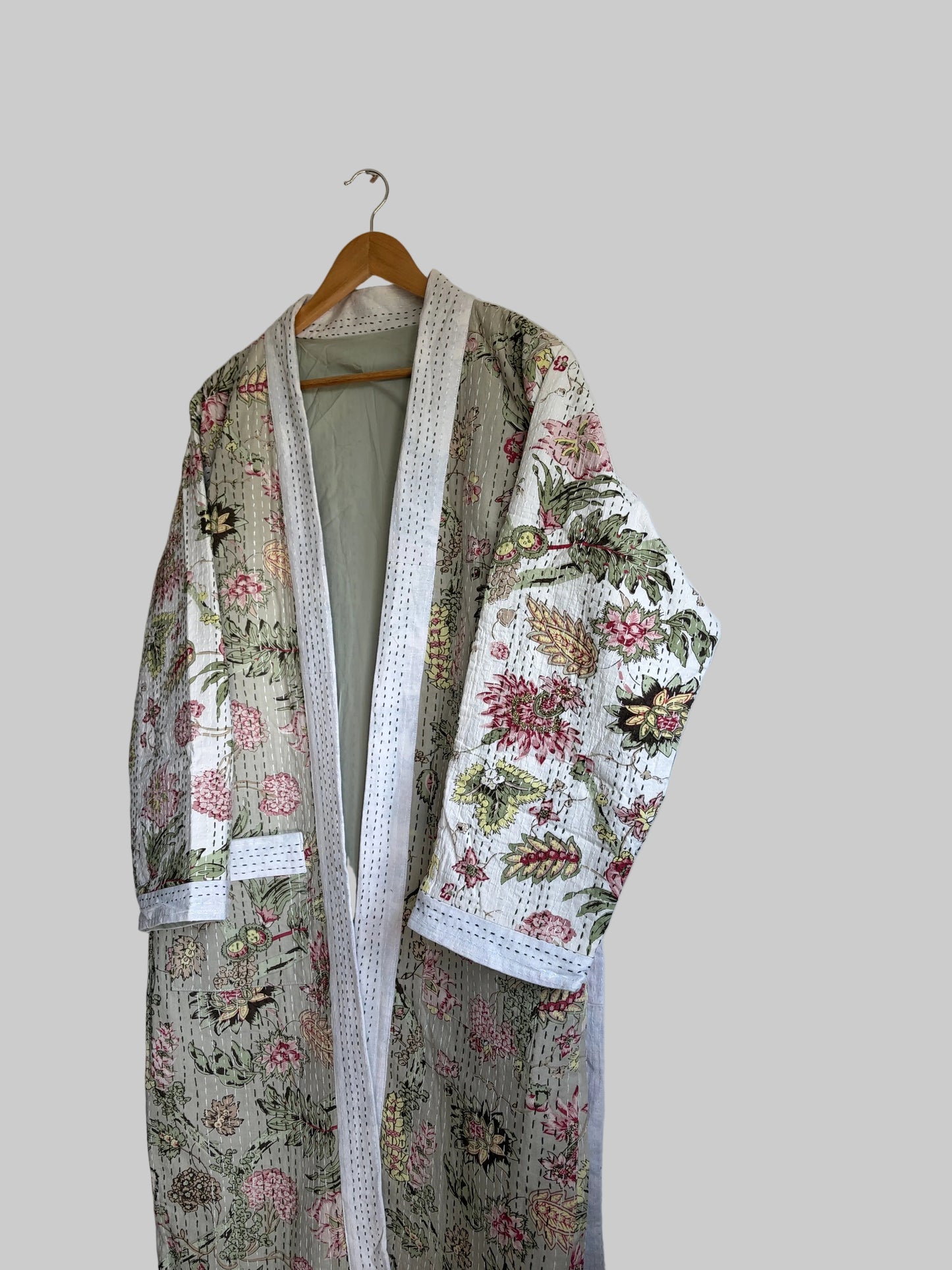 Block Print Hand stitched kantha Bath Robe dressing gown