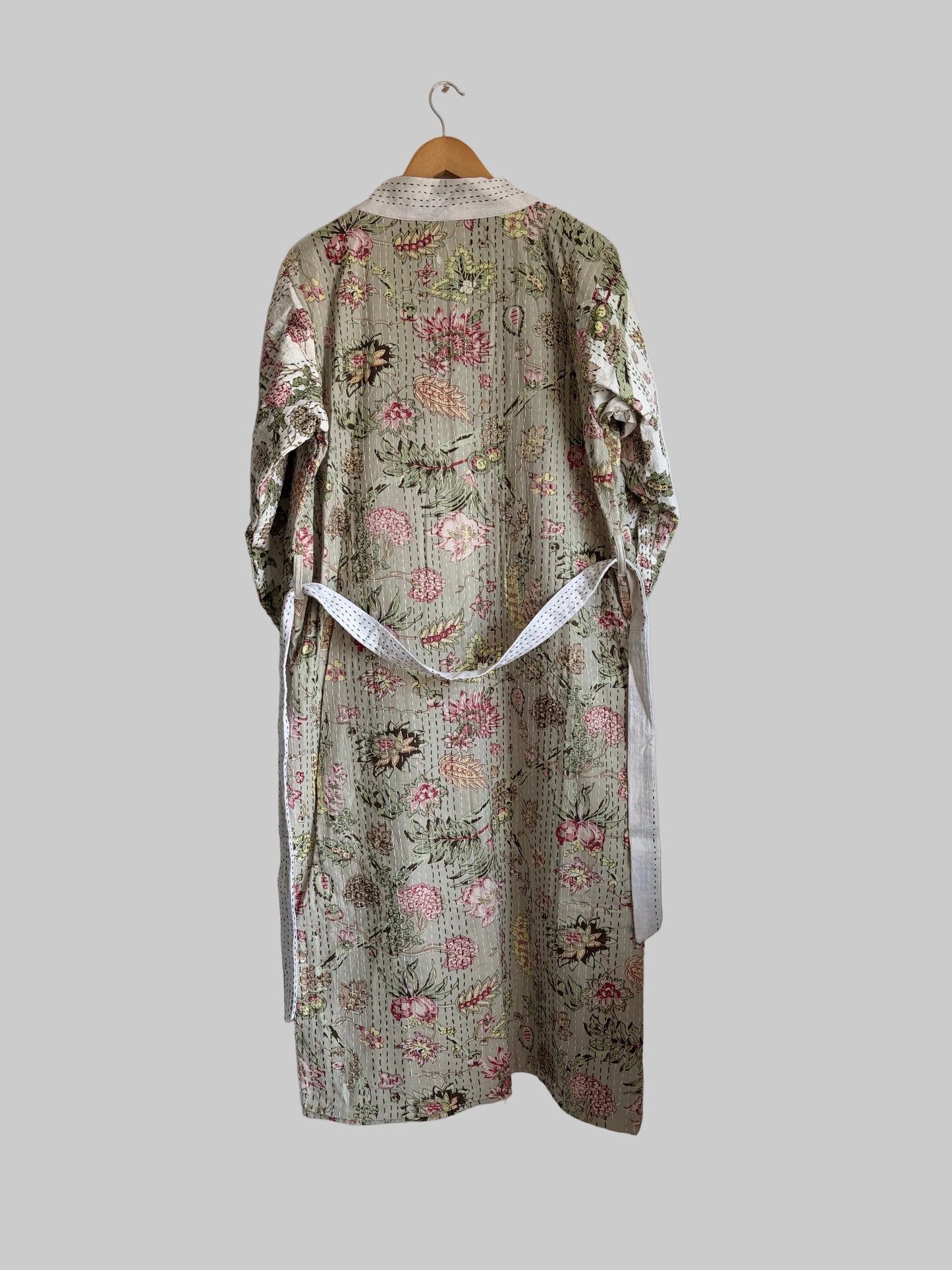 Block Print Hand stitched kantha Bath Robe dressing gown