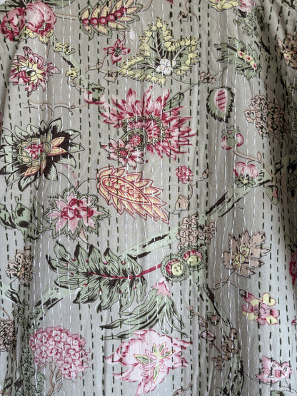 Block Print Hand stitched kantha Bath Robe dressing gown