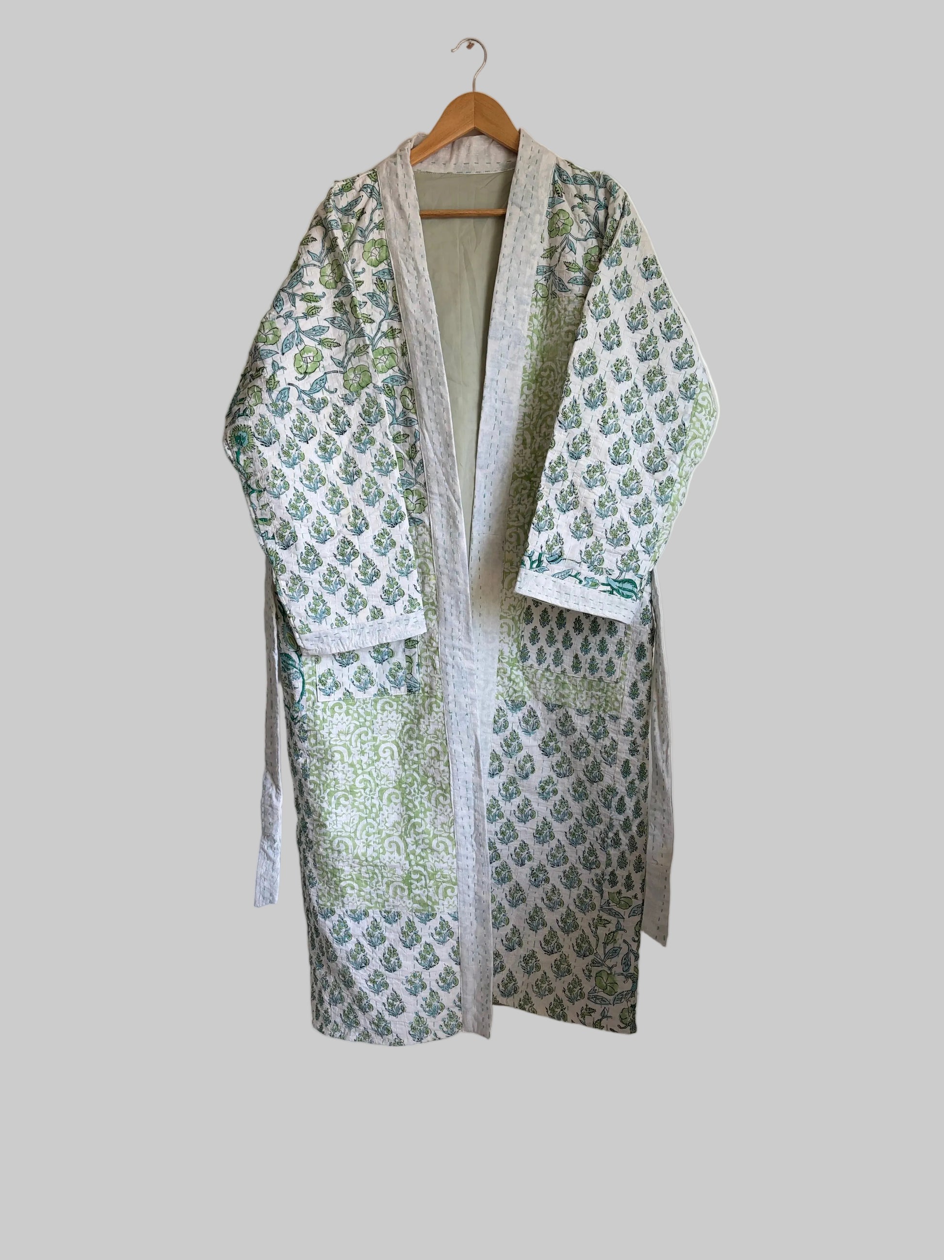 One of a kind Handmade Blue Cotton Kantha Robe