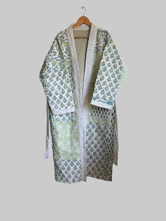 One of a kind Handmade Blue Cotton Kantha Robe