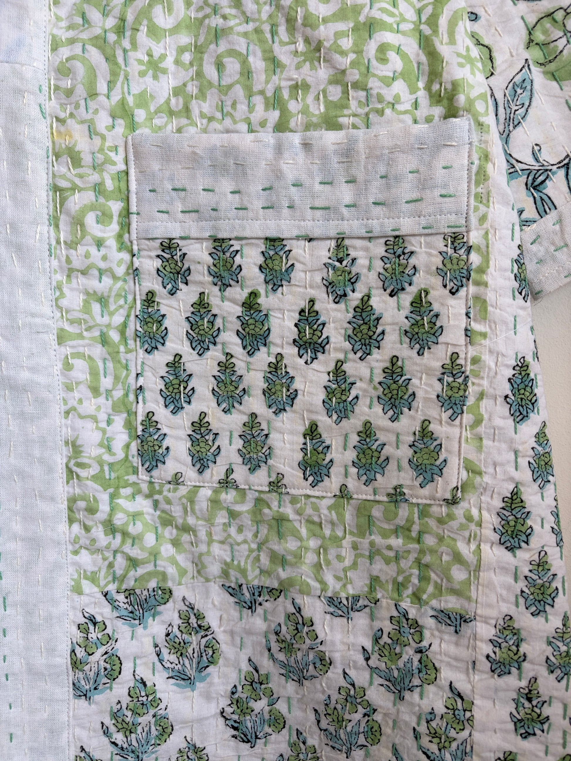 One of a kind Handmade Blue Cotton Kantha Robe