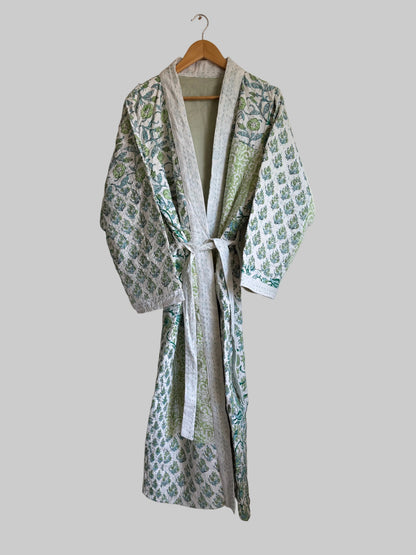 One of a kind Handmade Blue Cotton Kantha Robe