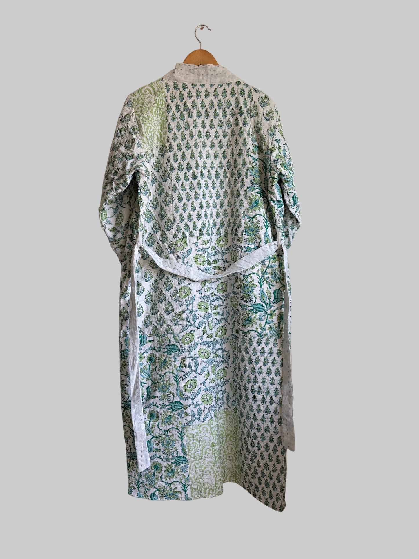 One of a kind Handmade Blue Cotton Kantha Robe