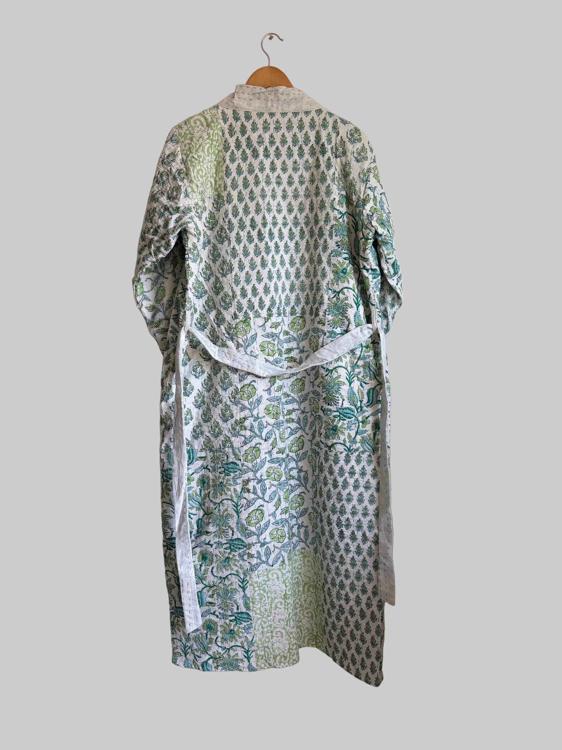 One of a kind Handmade Blue Cotton Kantha Robe