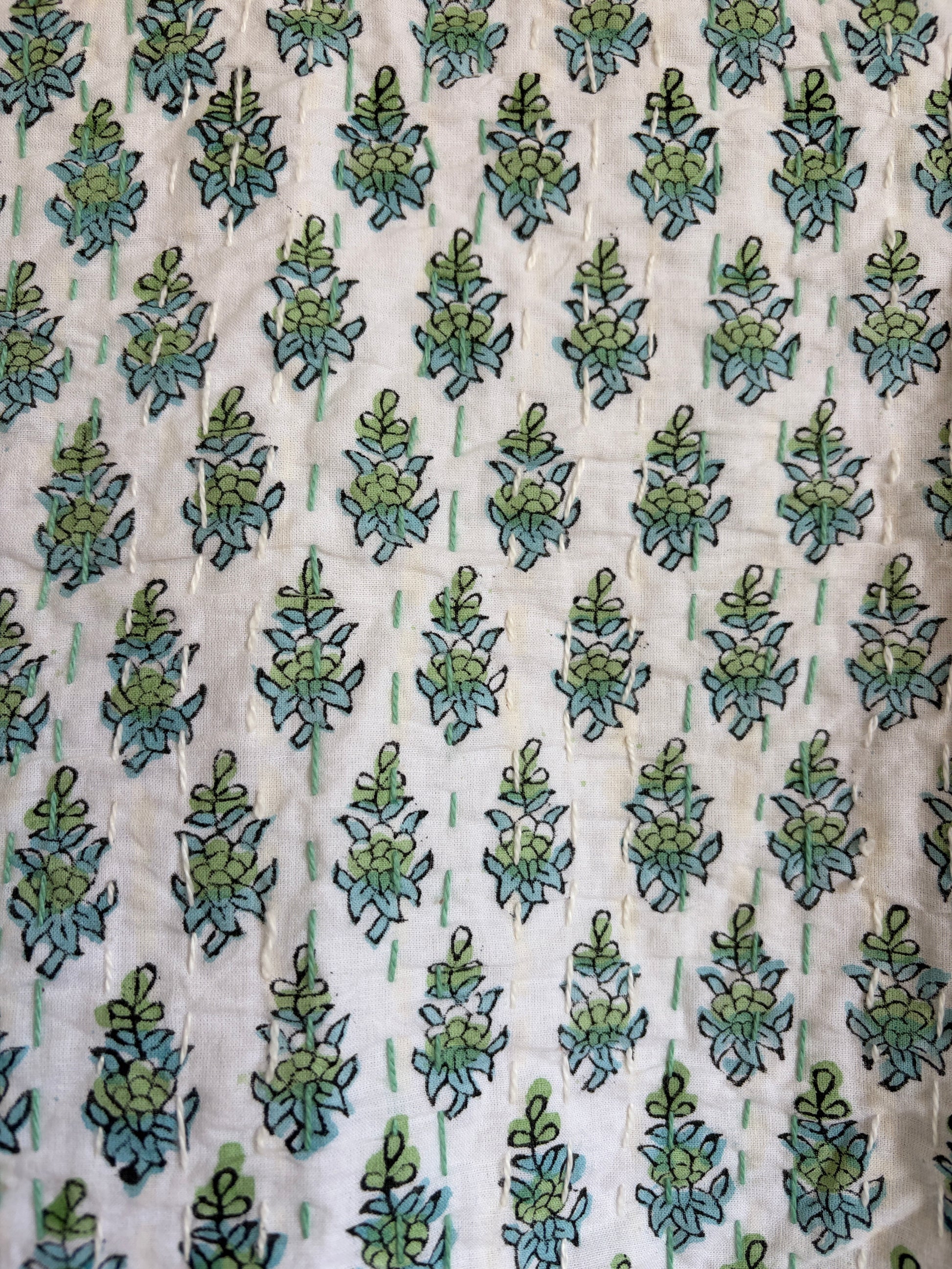 One of a kind Handmade Blue Cotton Kantha Robe