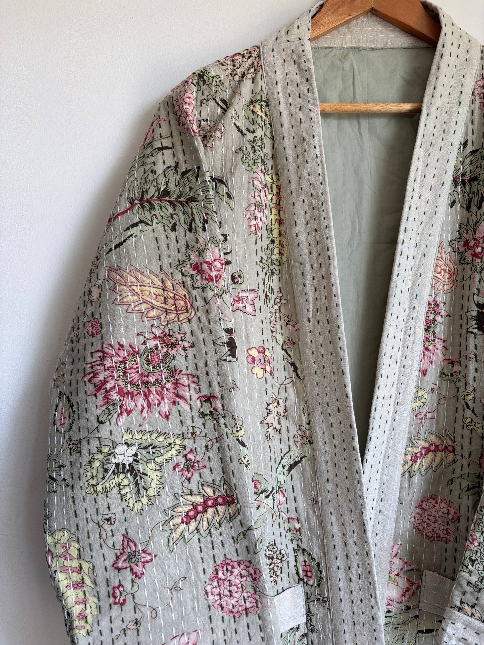 Cotton Kantha Stitch embroider Bath Robe