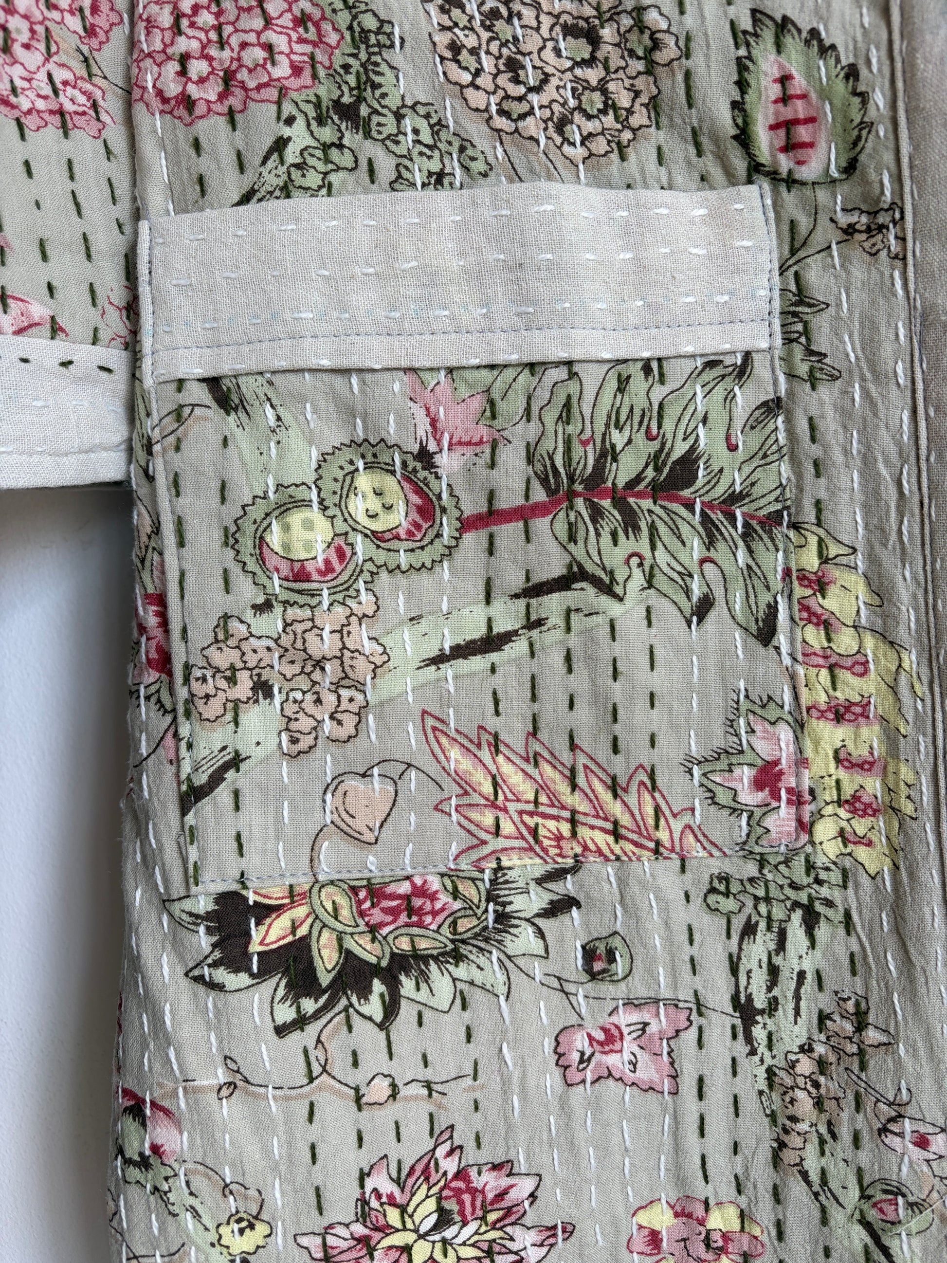 Cotton Kantha Stitch embroider Bath Robe