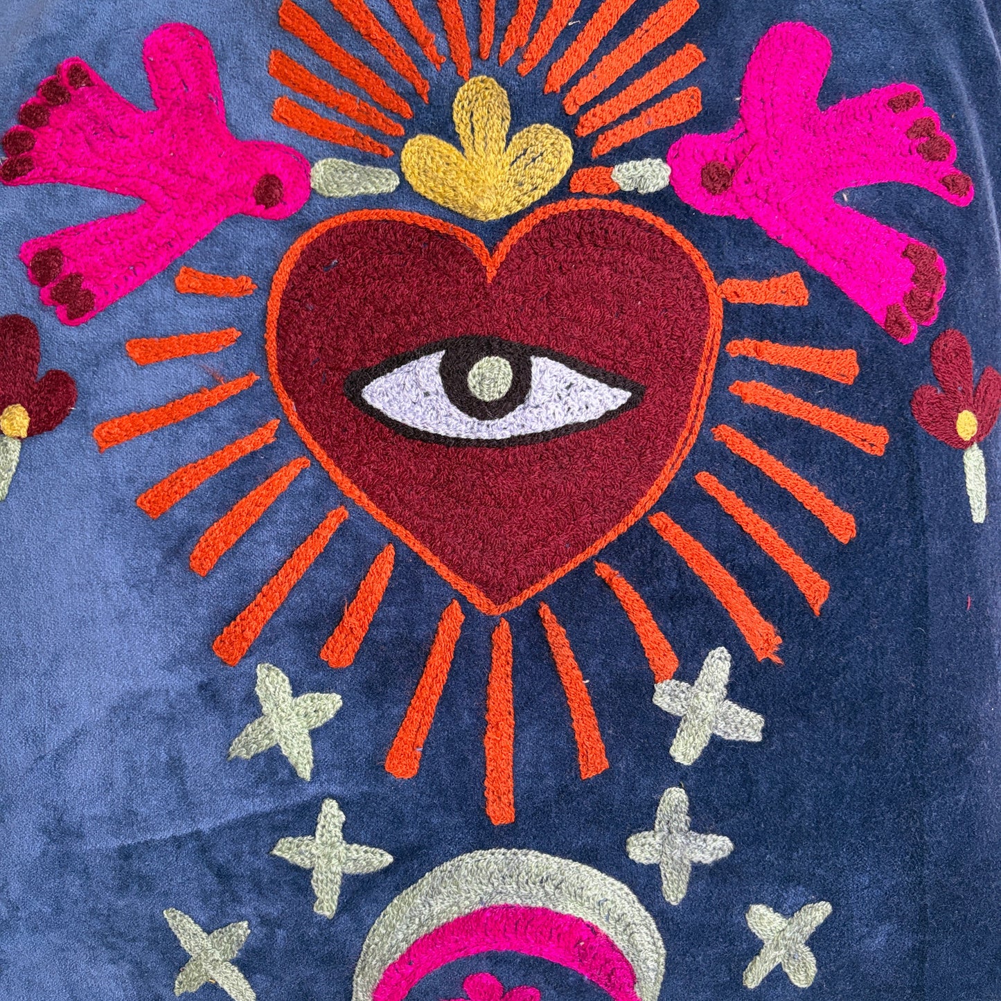 Evil Eye embroidery Velvet Tote bag