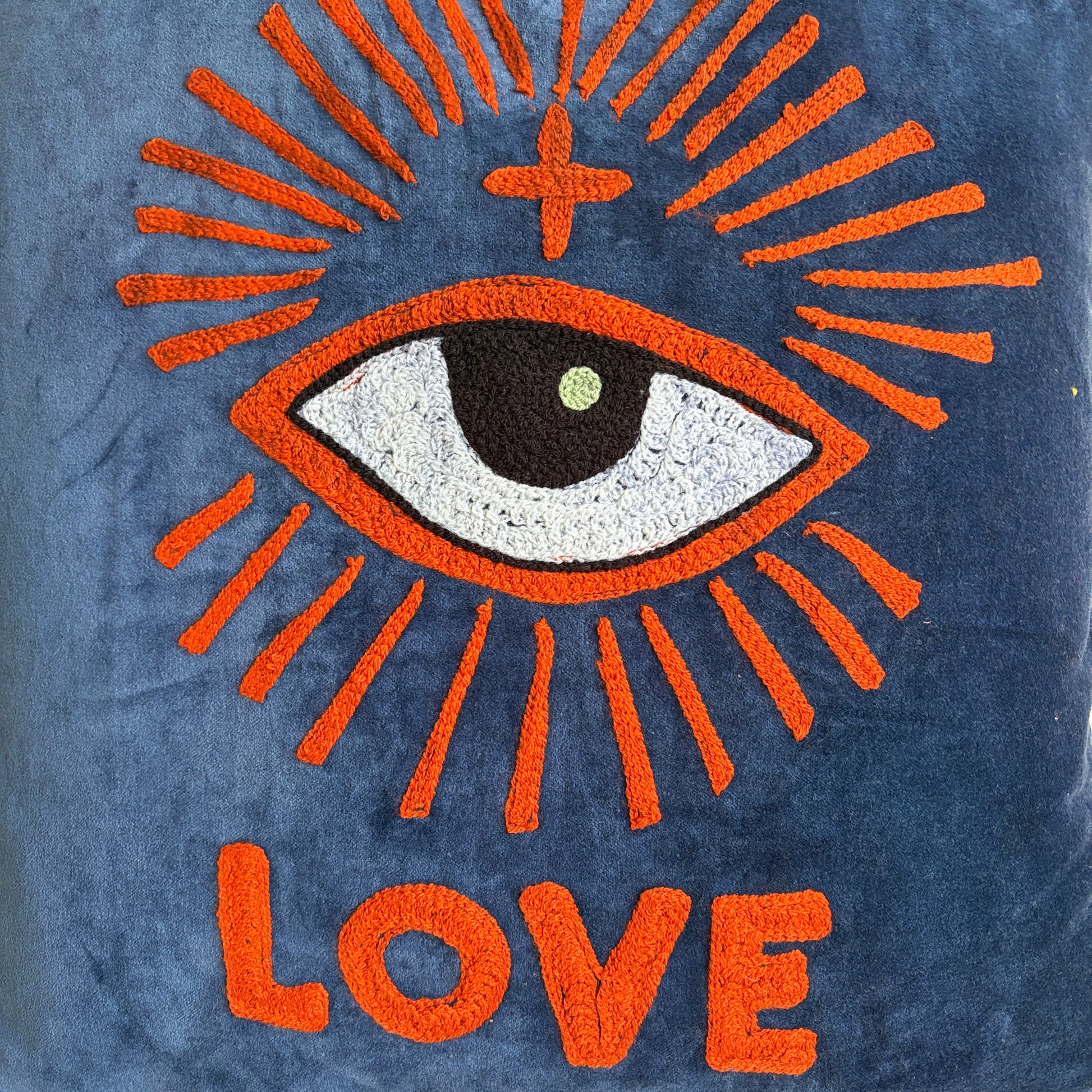 Evil Eye embroidery Velvet Tote bag