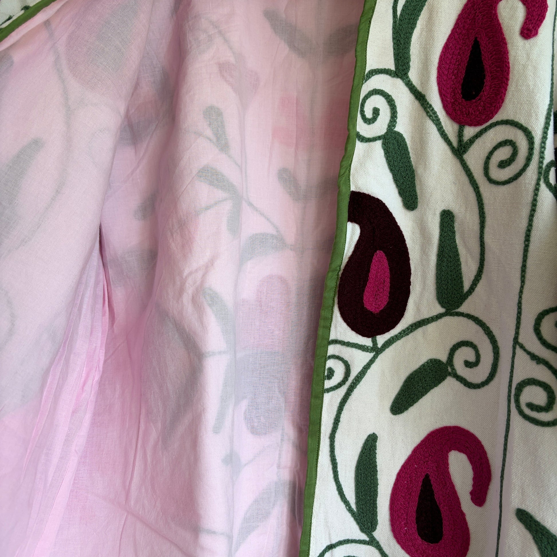 White base colorful Suzani embroidery floral jacket.