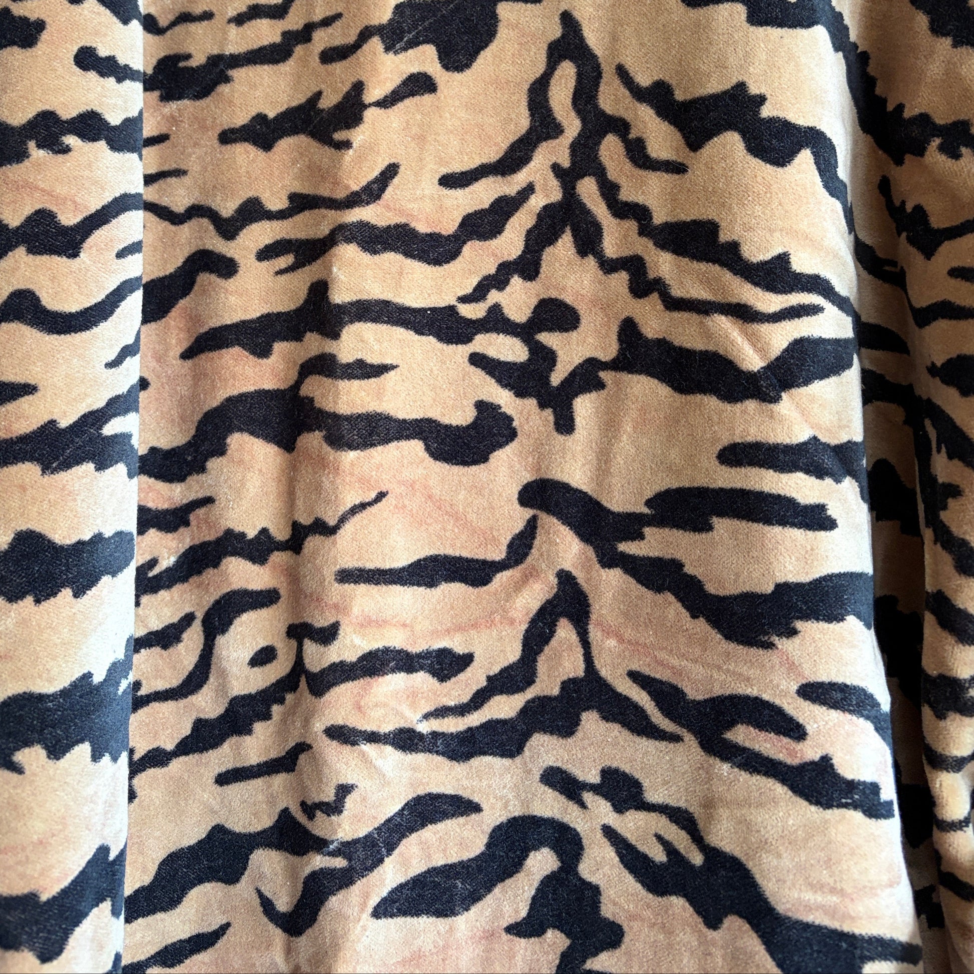 Brown & Black Tiger Print Velvet Kimono Bathrobe