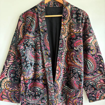 Paisley pattern printed Velvet Bath Robe 