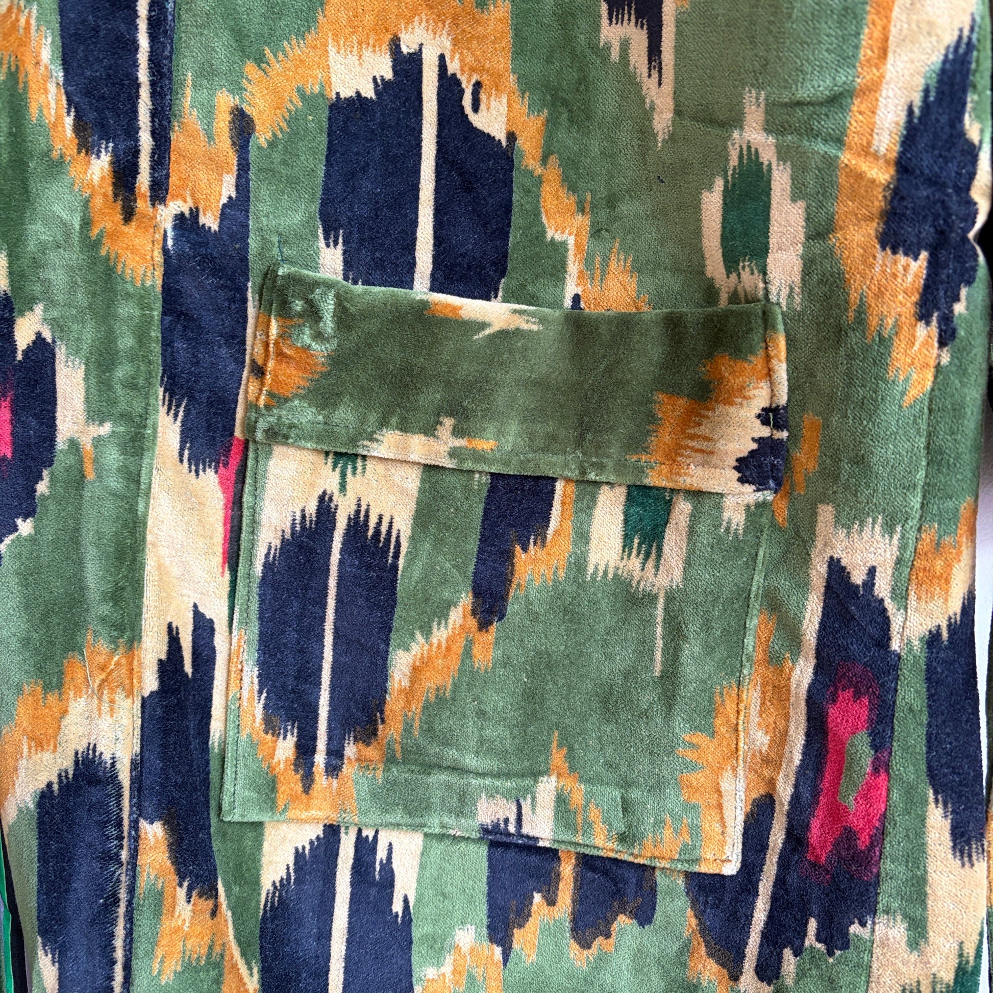 A vintage-style open-front wrap Velvet Bath robe