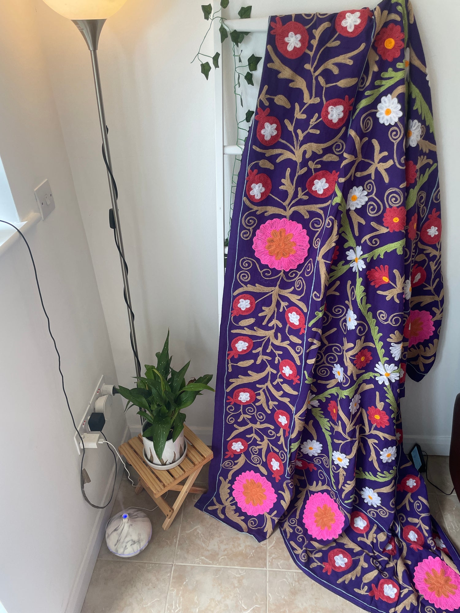 Suzani Embroidery Bedcover/ Cotton Suzani Throw
