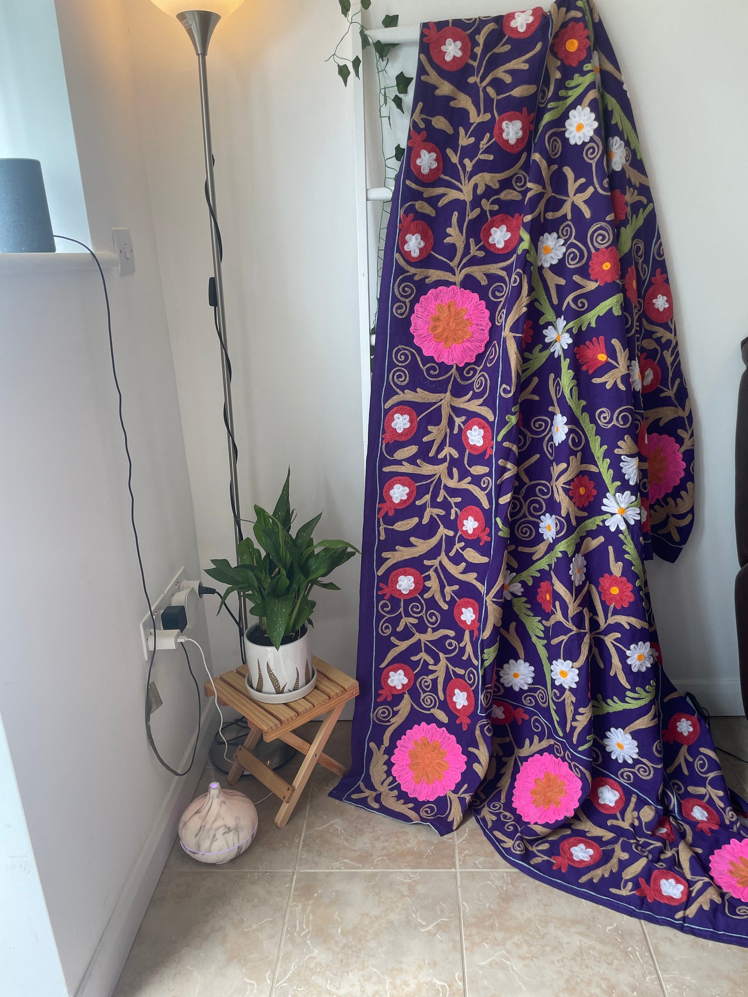 Suzani Embroidery Bedcover/ Cotton Suzani Throw