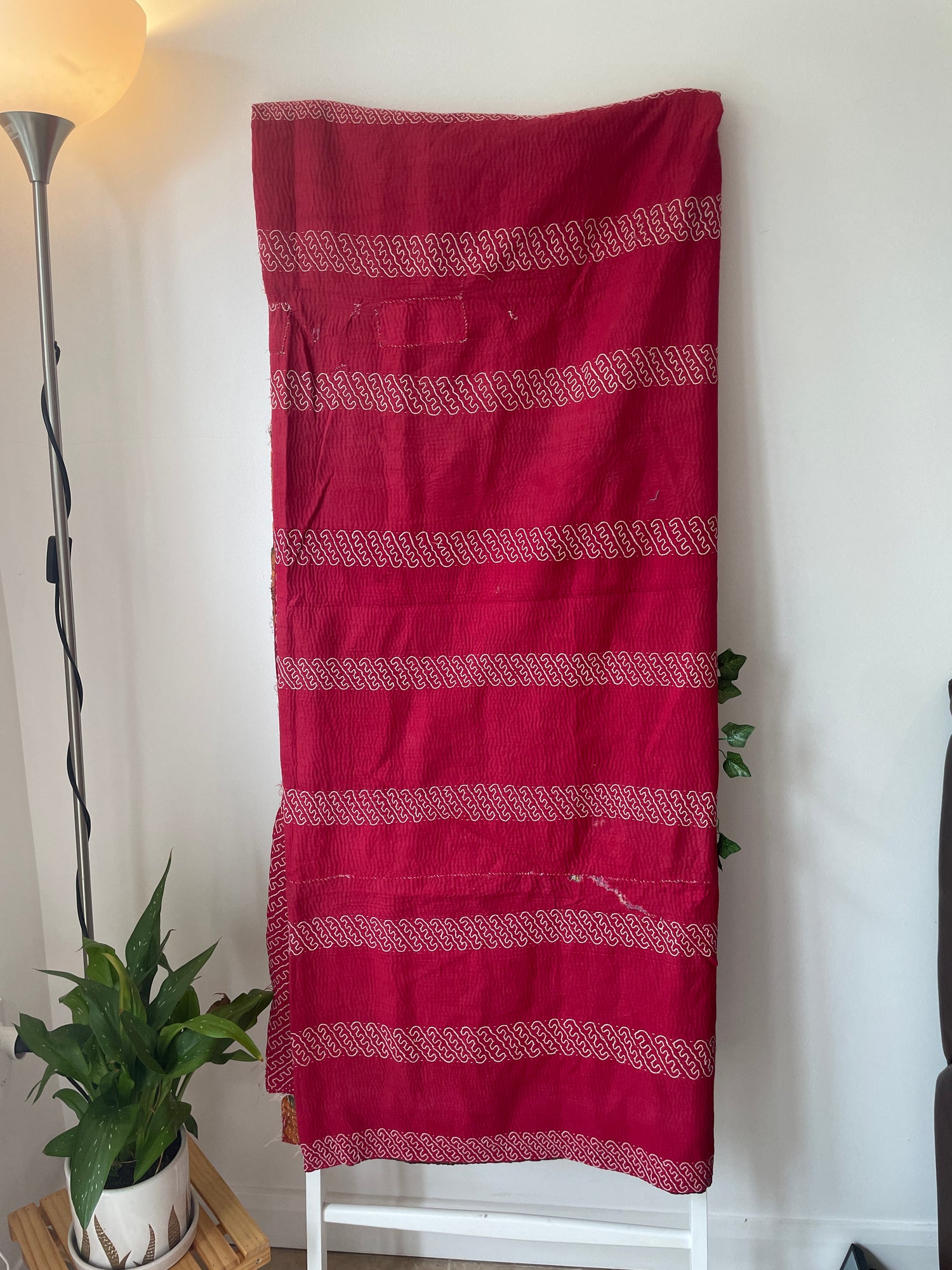 Vintage Kantha Embroidery Bedcover