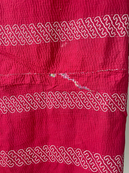 Kantha Embroidery Bedcover close up kantha stitch texture