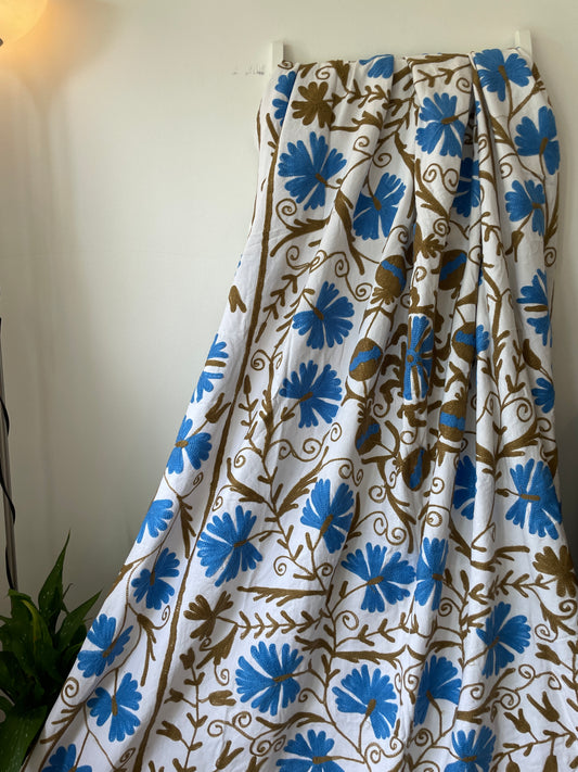 SUZANI EMBROIDERED COTTON THROW - OFF WHITE