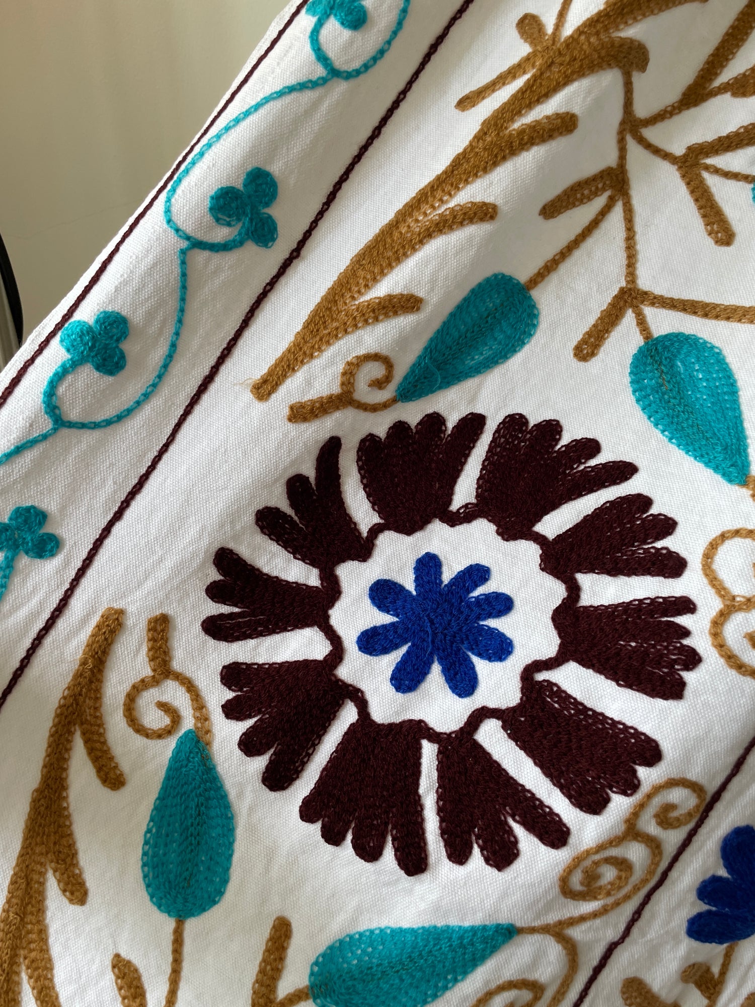 Suzani Embroidery Bedcover/ Cotton Suzani Throw