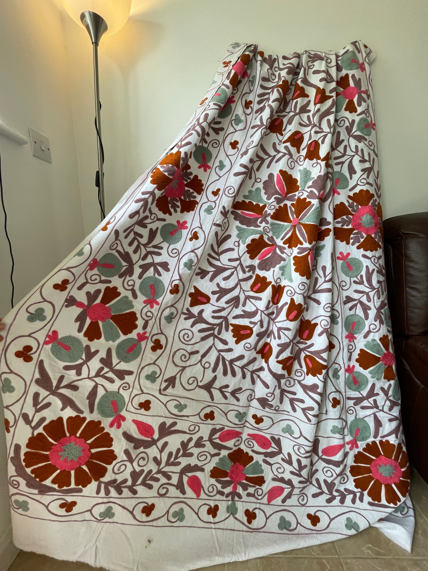 Suzani Embroidery Bedcover/ Cotton Suzani Throw