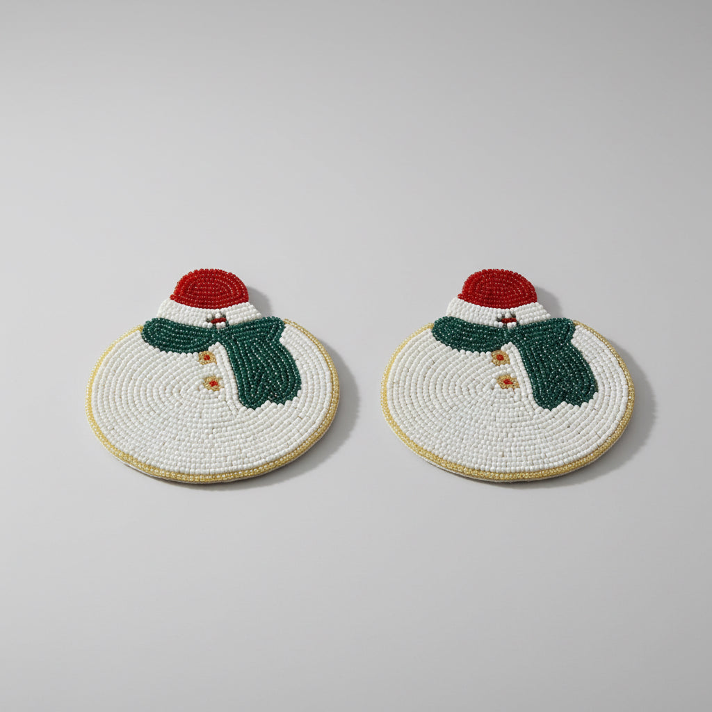 Snowman Beaded Coaster – Handmade Drinks Mat