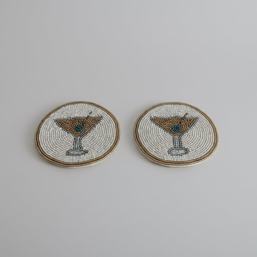 Martini Glass Beaded Coaster – Handmade Cocktail Décor