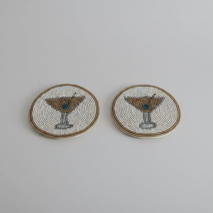Martini Glass Beaded Coaster – Handmade Cocktail Décor