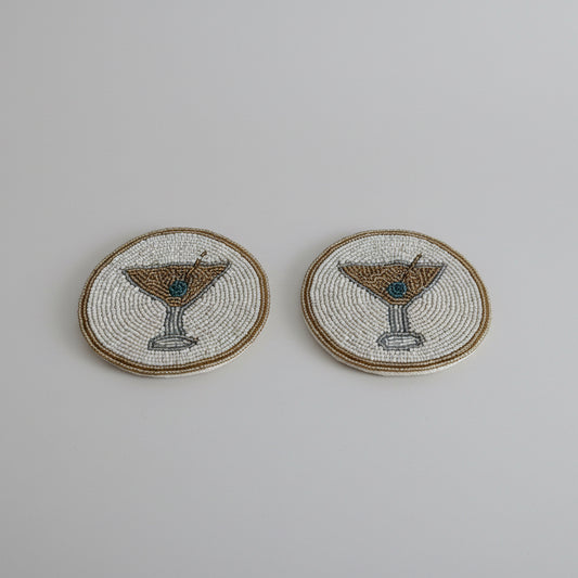 Martini Glass Beaded Coaster – Handmade Cocktail Décor