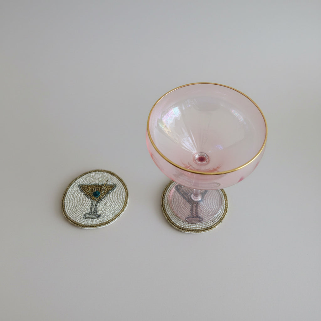 Martini Glass Beaded Coaster – Handmade Cocktail Décor