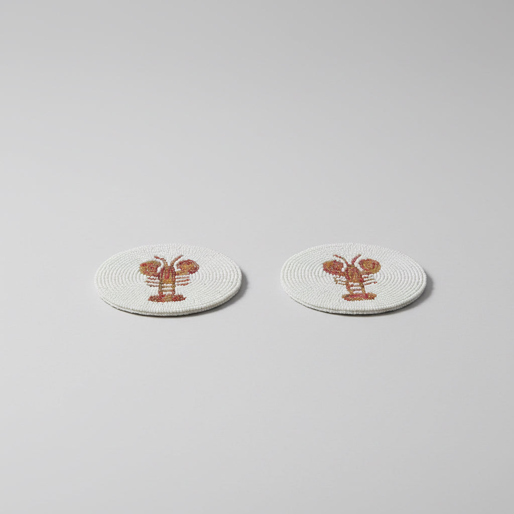 Lobster Beaded Coaster – Handmade Coastal Table Décor
