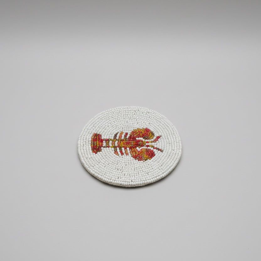 Lobster Beaded Coaster – Handmade Coastal Table Décor