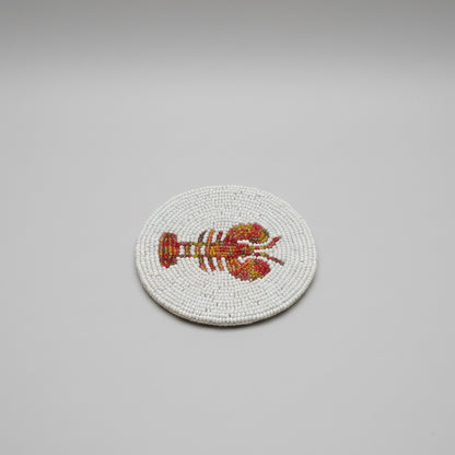 Lobster Beaded Coaster – Handmade Coastal Table Décor