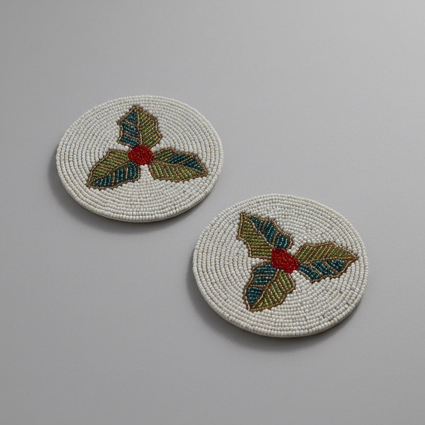 Holly Berry Beaded Coaster