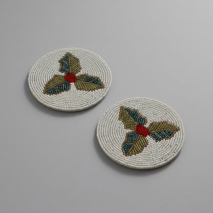 Holly Berry Beaded Coaster