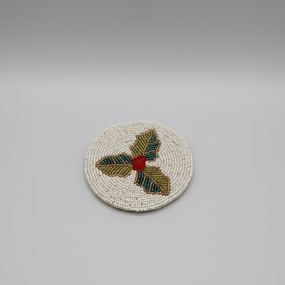 Holly Berry Beaded Coaster